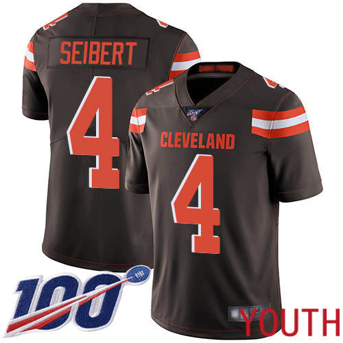 Cleveland Browns Austin Seibert Youth Brown Limited Jersey #4 NFL Football Home 100th Season Vapor Untouchable